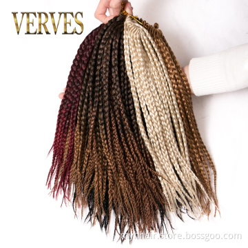 Short 14 Inch ombre Crochet Hair Extensions 22 roots/pack brown blond,black color synthetic Braiding Hair Box Braids Hair
